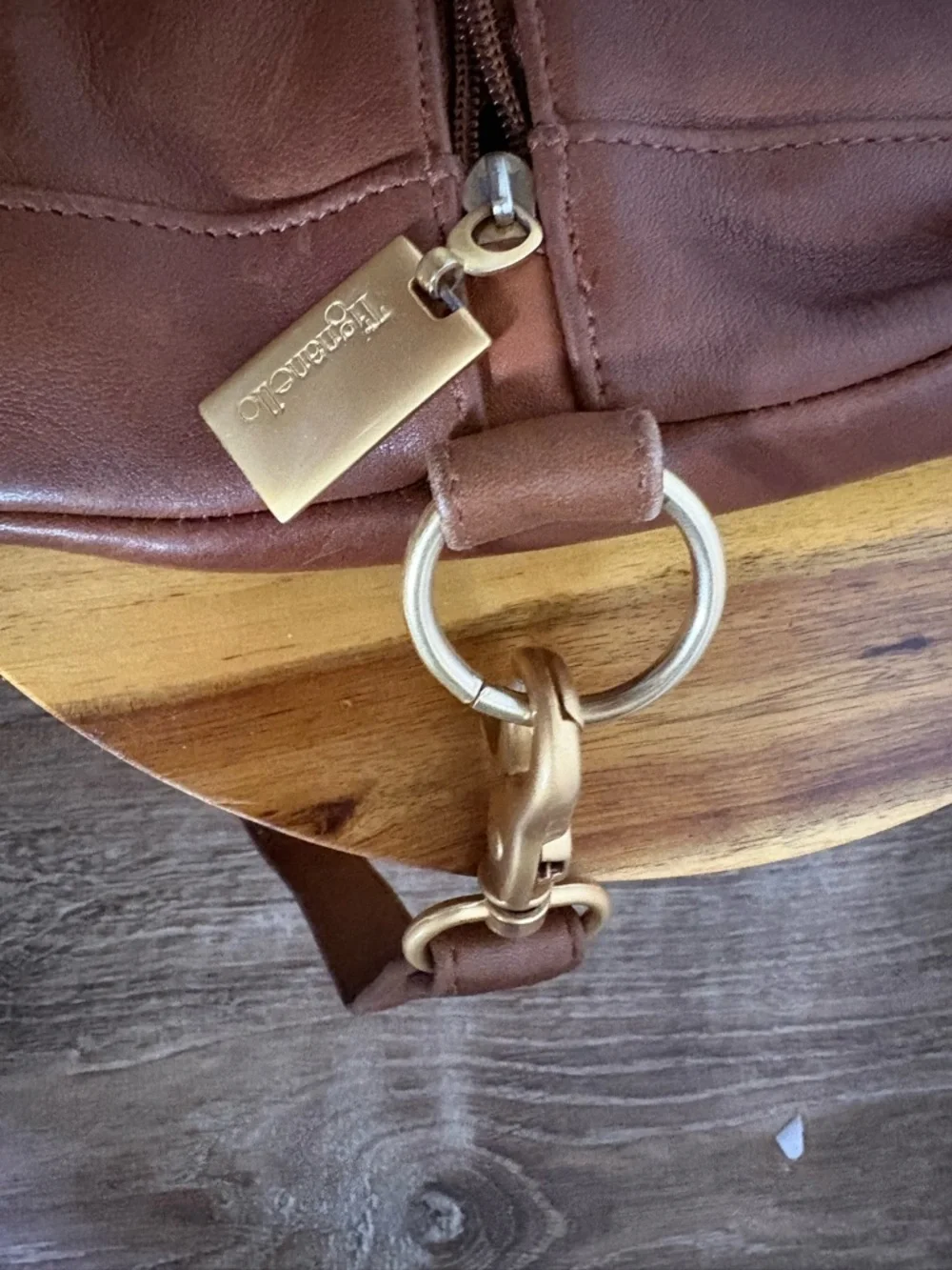 Tignanello Vintage Brown Leather Sling Backpack with Gold Hardware Boho Sleek - Picture 8 of 12